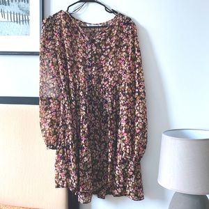Zara floral mini chiffon dress